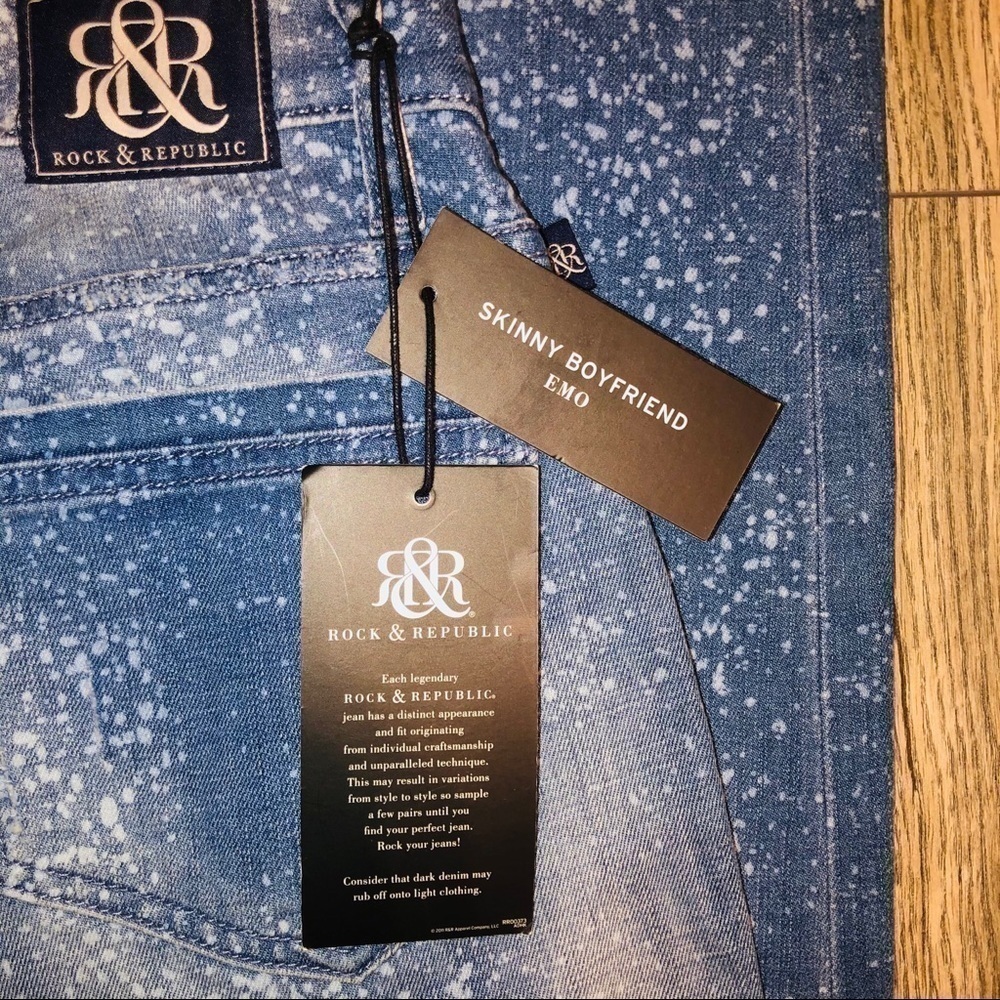 NWT Rock & Republic Splatter Boyfriend Skinny Jeans Size 0M - Picture 10 of 12